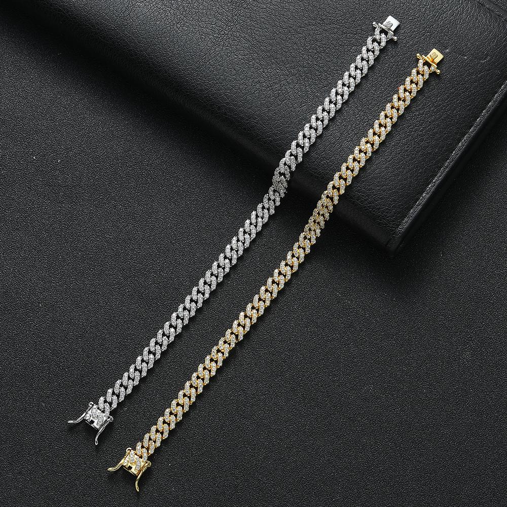BB237 6mm Brass Cubic Zircon Cuban Bracelet Fashion Women Chain Bracelets