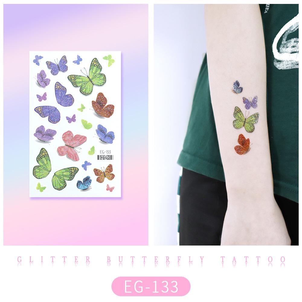 Ruikalong Cartoon Mermaid & Butterfly Glitter Tattoo Stickers for Children