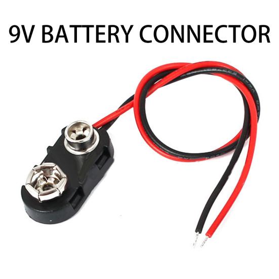 15cm Double Wires Lead Press Buckle I Type 9V Battery Clip Connector Plug Holder