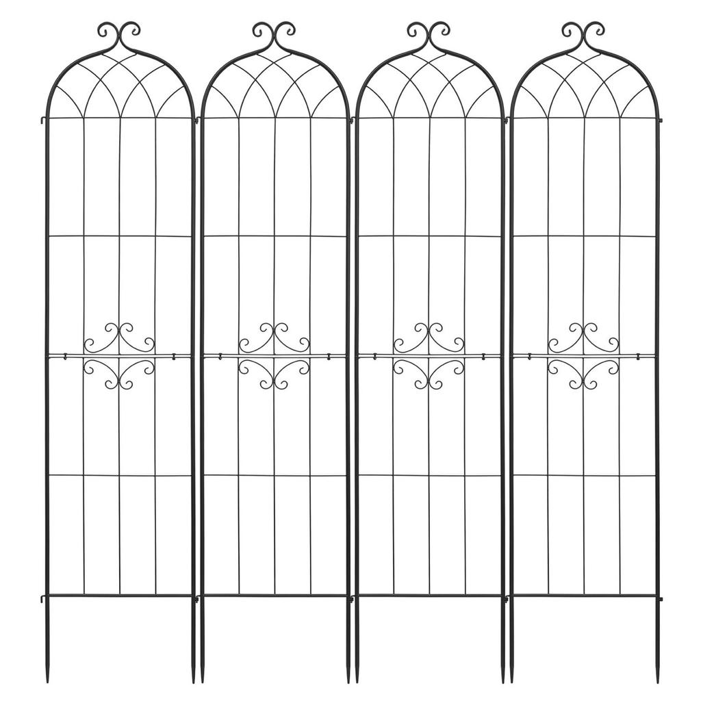 Garden Trellis, 220 X 52.5 Cm Rose Trellis, 4 Packs Garden Flower Rose Trellises with Powder-Coated Finish & Convenient Locking Design, Plant Support