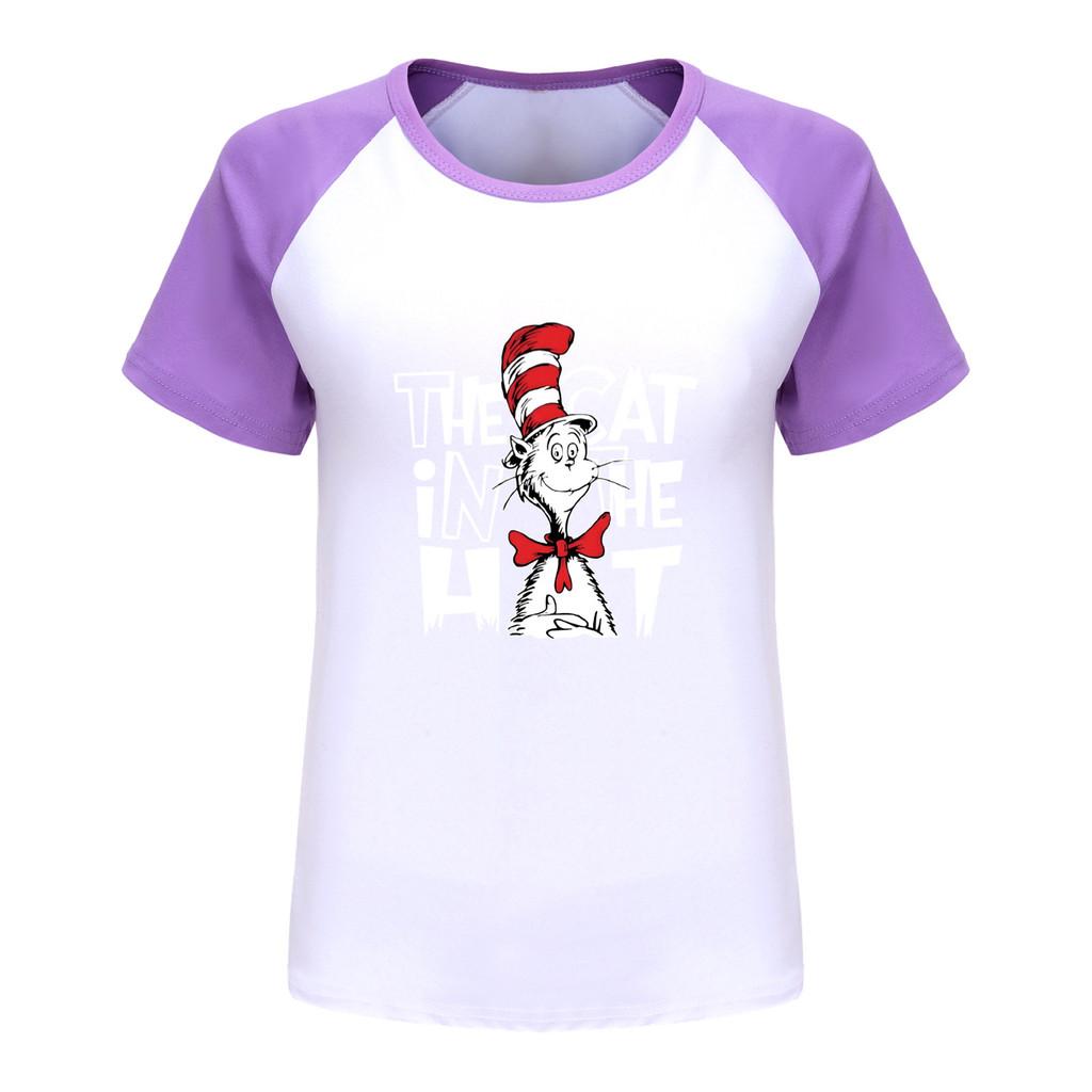 5443 Kids Boys Girls Dr Seuss Printed Raglan Sleeves T-Shirt