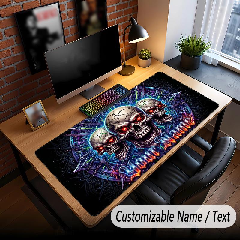 Skull Gothic Theme Custom Mouse Pad Personalized With Name Text Customized Desk Mat For Office Home Decor