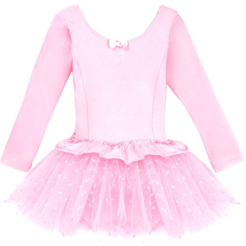 Girls Ballet Dress Long Sleeve Tutu Costume Performance Kids Dance Outfit Princess Style