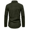 Men's Striped Corduroy Casual Loose Button Lapel Pocket Long Sleeve Shirt