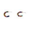 Japan and Korea cute color beaded earrings women's new trendy autumn and winter earrings simple and cold wind ring earrings