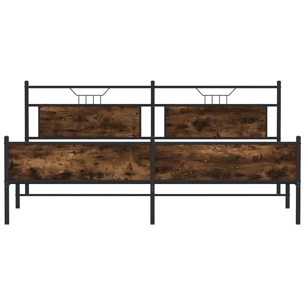 Metal Bed Frame without Mattress Smoked Oak Finish 200x200 cm