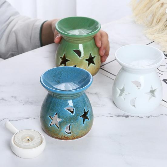 Scalda cera ceramico Diffusore di oli essenziali Portacandela a lumino Piccolo Brucia incenso da scrivania per Decorazione Casa Camera da letto