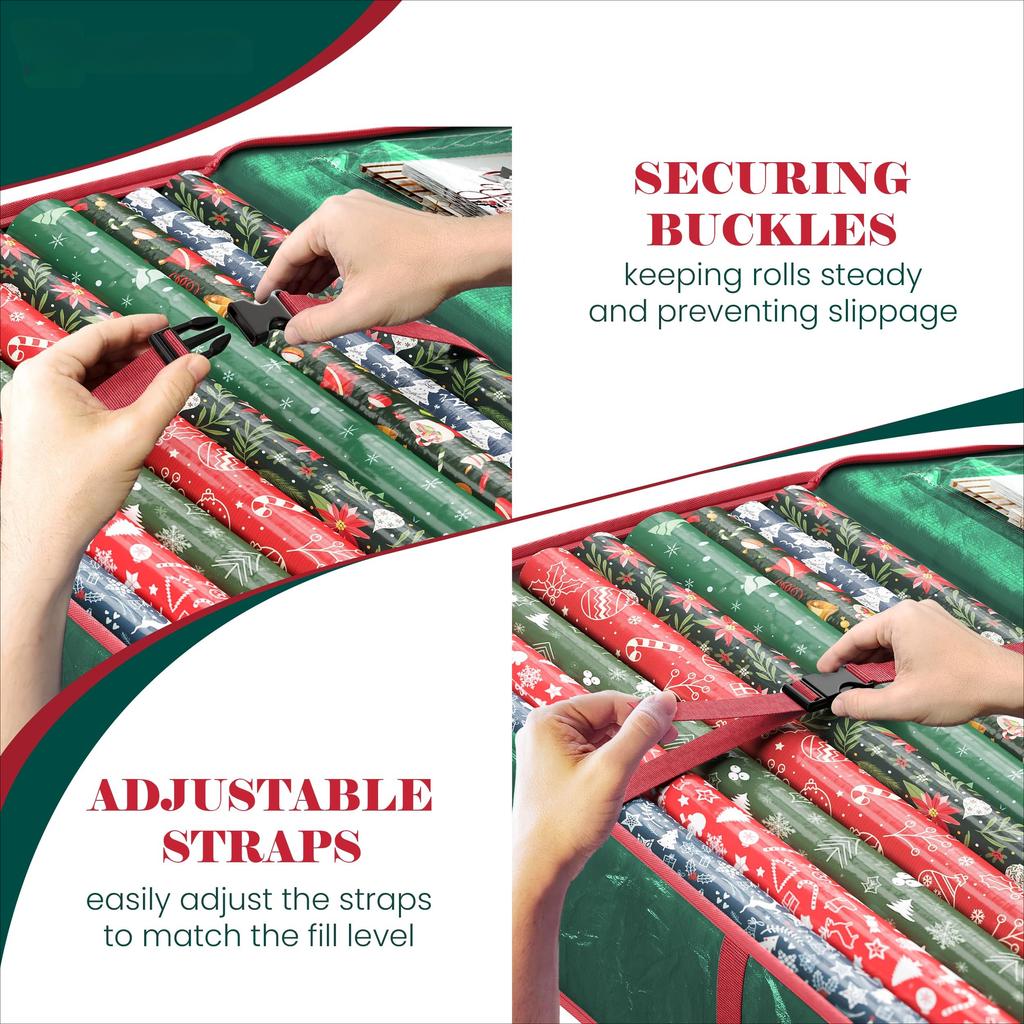 Wrapping Paper Organizer Storage Bag, Christmas Storage Organizer for Wrapping Paper and Gift Bag Storage, Holiday Xmas Decor