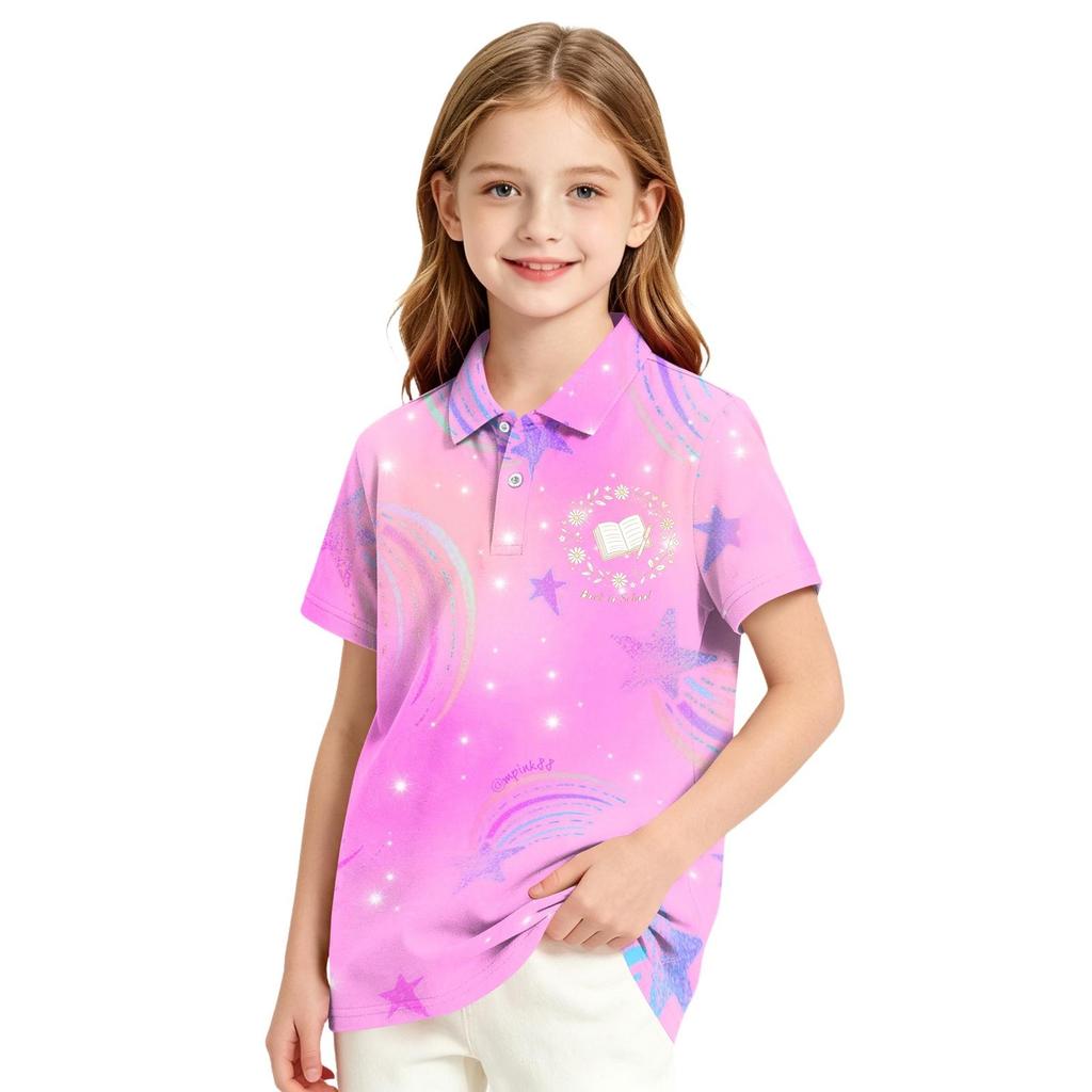 Girls' Polka Dot Printed T-Shirt for School Uniform and Casual Wear