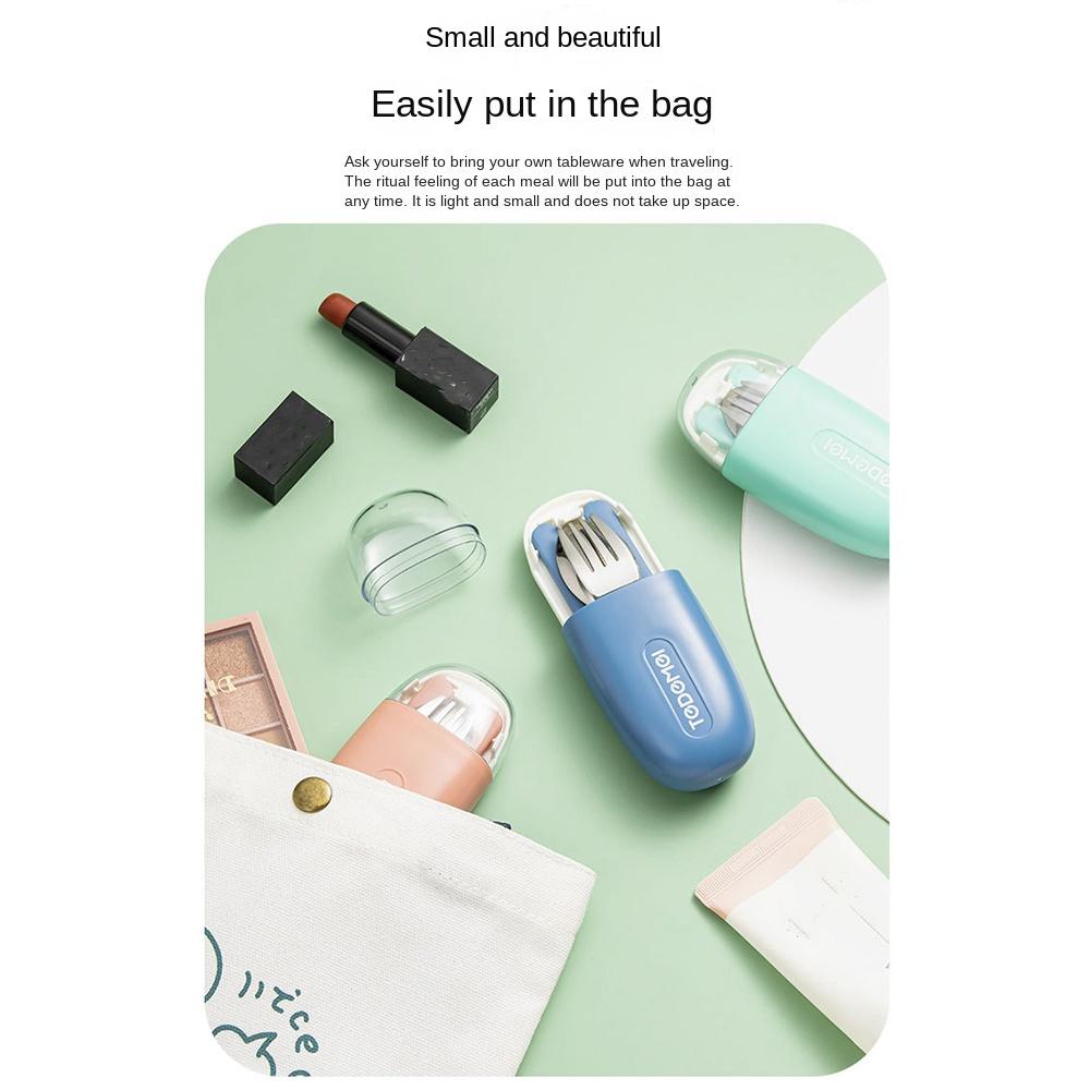 3Pcs/Set Detachable Chopstick Fork Spoon Set Student Eating Tableware  For Outdoor Travel