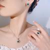 Huamei Schmuckset Schmuck S Silbernadel Ohrringe Smaragd Halskette Premium Damen