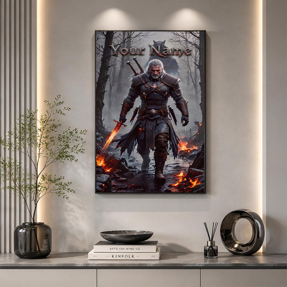 The Witcher 3 Customize Your Name Diamond Painting Round Diamond Diy Frameless Holiday Artwork Suitable For Home Office Wall Decoration
