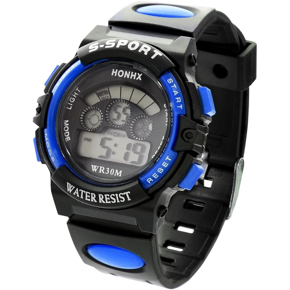 MRD Kids Digital Watch Blue 50M Waterproof LED Display Alarm Function Gift Box Included