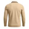 Men Long Sleeve Polo Shirt Zipper Collar Casual Slim Fit Top with Patch Pocket and Contrast Trim for Daily Wear