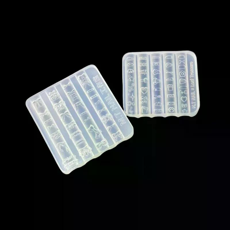 Bowknot Silicone DIY Bowknot 3d Silicone Nail Mold Sweet Flower Heart Lace Transparent Nails Templates Nail Art Decor Manicure