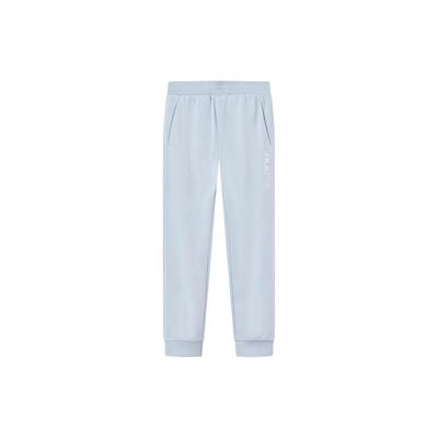Solid Color Logo Print Loose Fit Cuffed Casual Pants Women Bottoms Blue F11W240601F-LB
