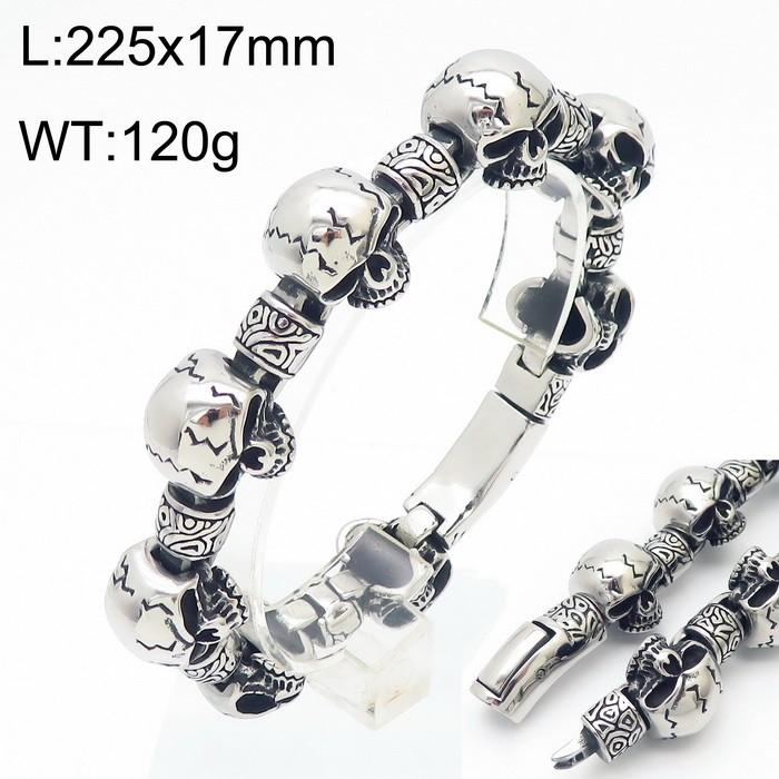 KALEN Men Punk Fine Jewelry Fashion Bracelets Stainless Steel Halloween Skull Links Bracelet Bangle 22 CM&Punk