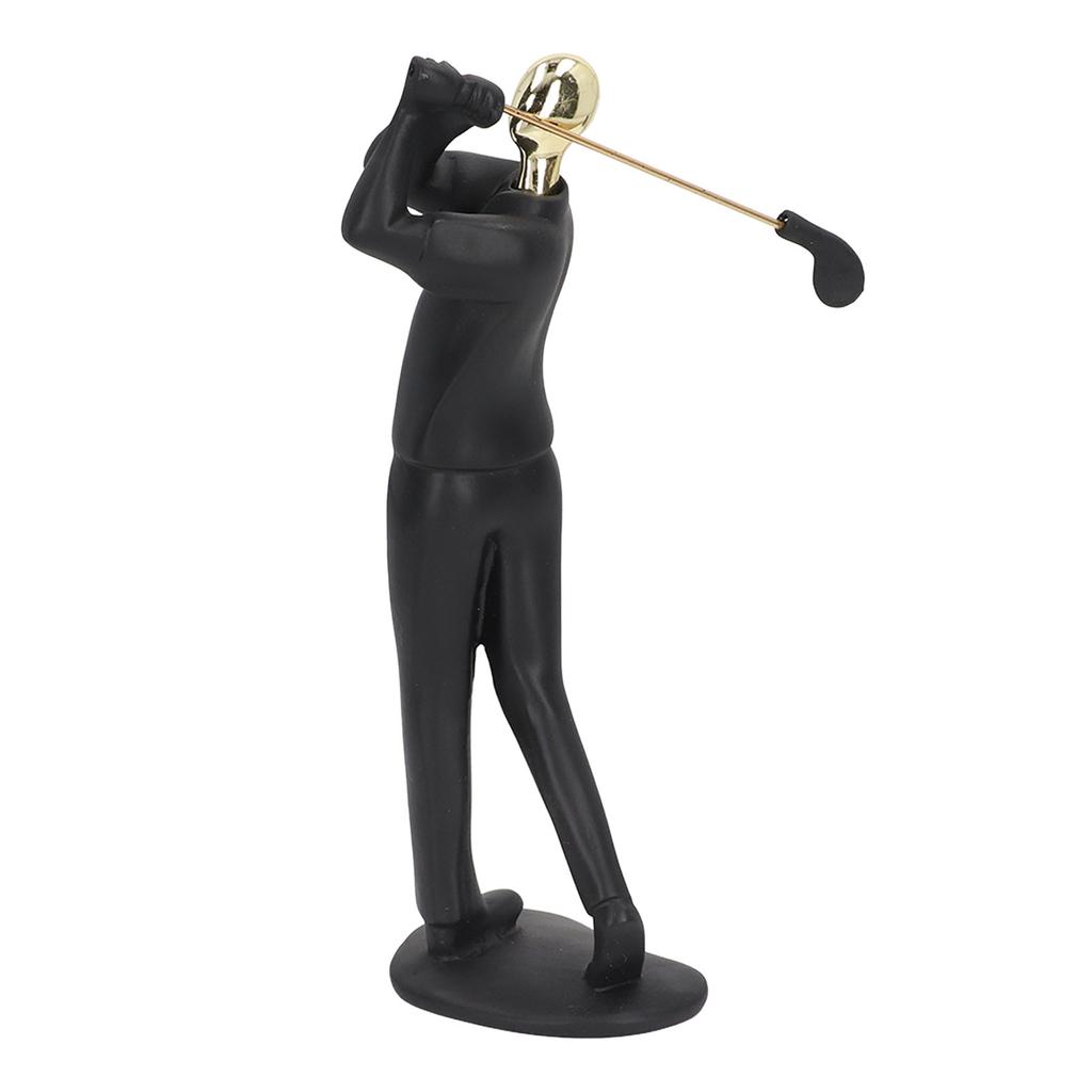 Golfer Figurine Matte Black Beautiful Posture Antislip Base Smoothing Line Golfer Man Statue for Bookshelf Desk Cabinet