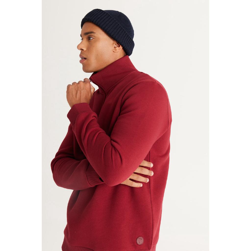 Pánská bavlněná mikina s fleecovým bato límcem v námořnické modré Standard Fit normálního střihu