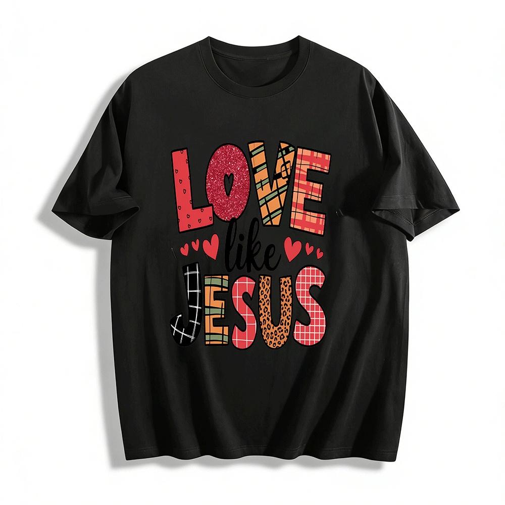 Love Like Jesus Graphic Tee Retro Pattern Christian Faith T-Shirt Pure cotton T-shirt XXS