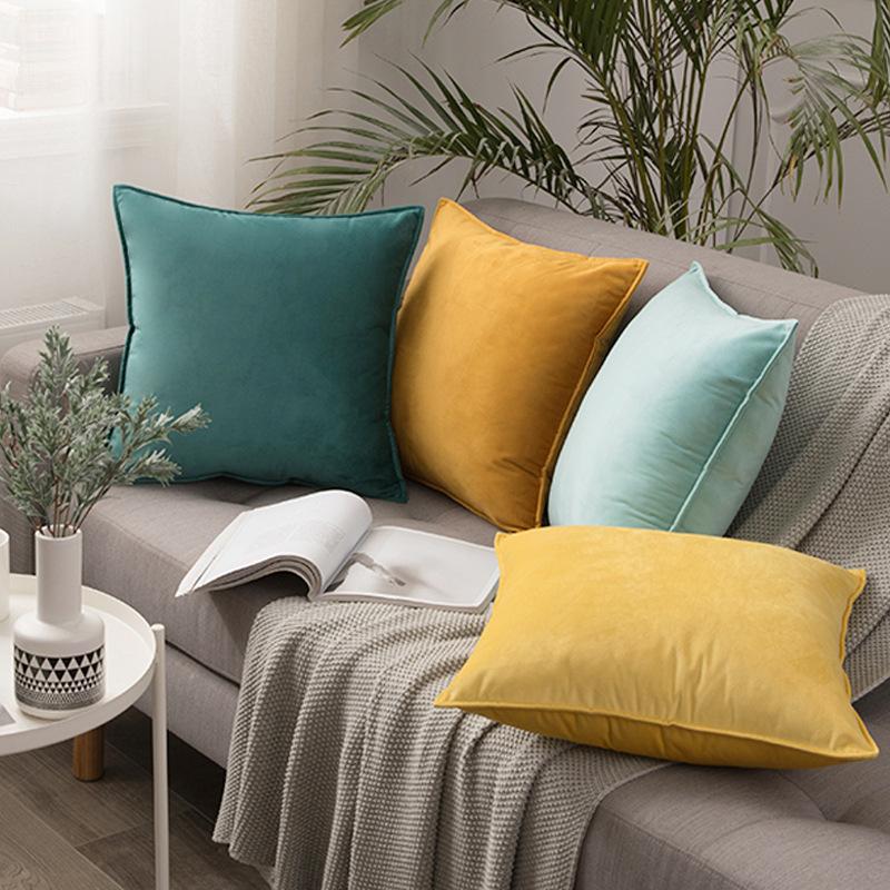 Home Decoration Edge Velvet Waist Pillow Cushion Cover Super Soft Plush Hotel Sofa Pillow Cover