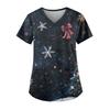 3D Snowman Print V-Neck Short Sleeve T-Shirt Women Men Casual Workwear Comfort Fit 2025