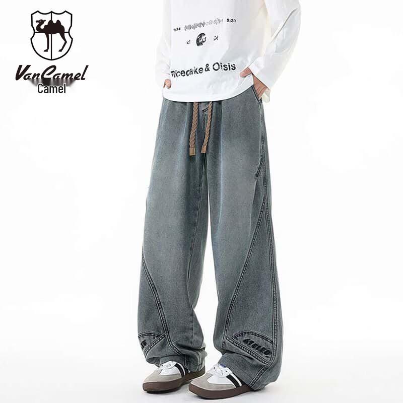 VANCAMEL Men s Retro Loose Fit Straight-Leg Jeans L