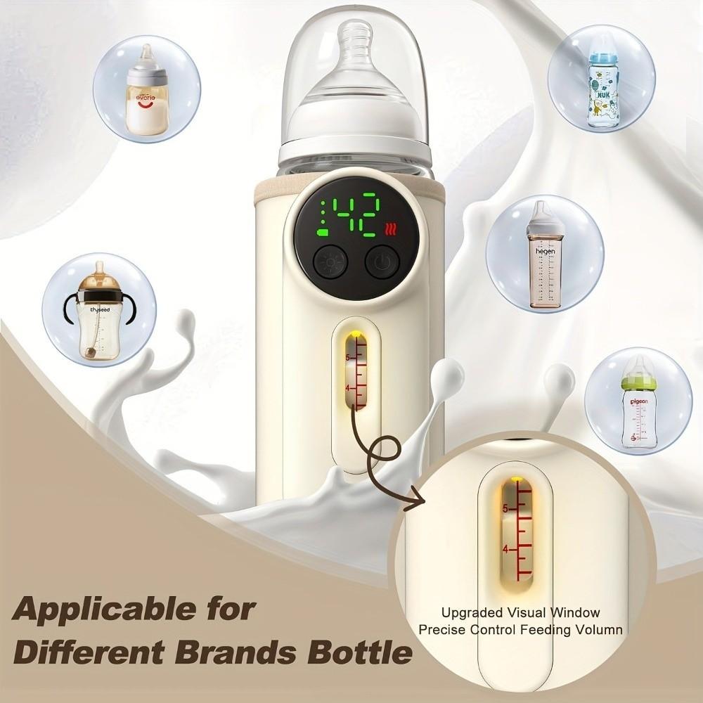USB Rechargeable Baby Bottle Warmer Digital Display Breastmilk Heating Sleeve Outdoor