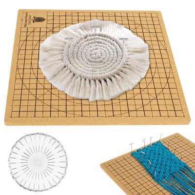 Hand Macrame Board Double Sided Gridded Macrame Mat Hand Knitting Cork Board for Braiding Bracelet DIY Project Boho Dreamcatcher