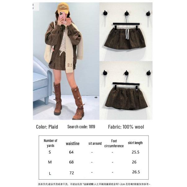 MIU Style 26 Retro Houndstooth College Mini Skirt for Women - Early Spring Collection