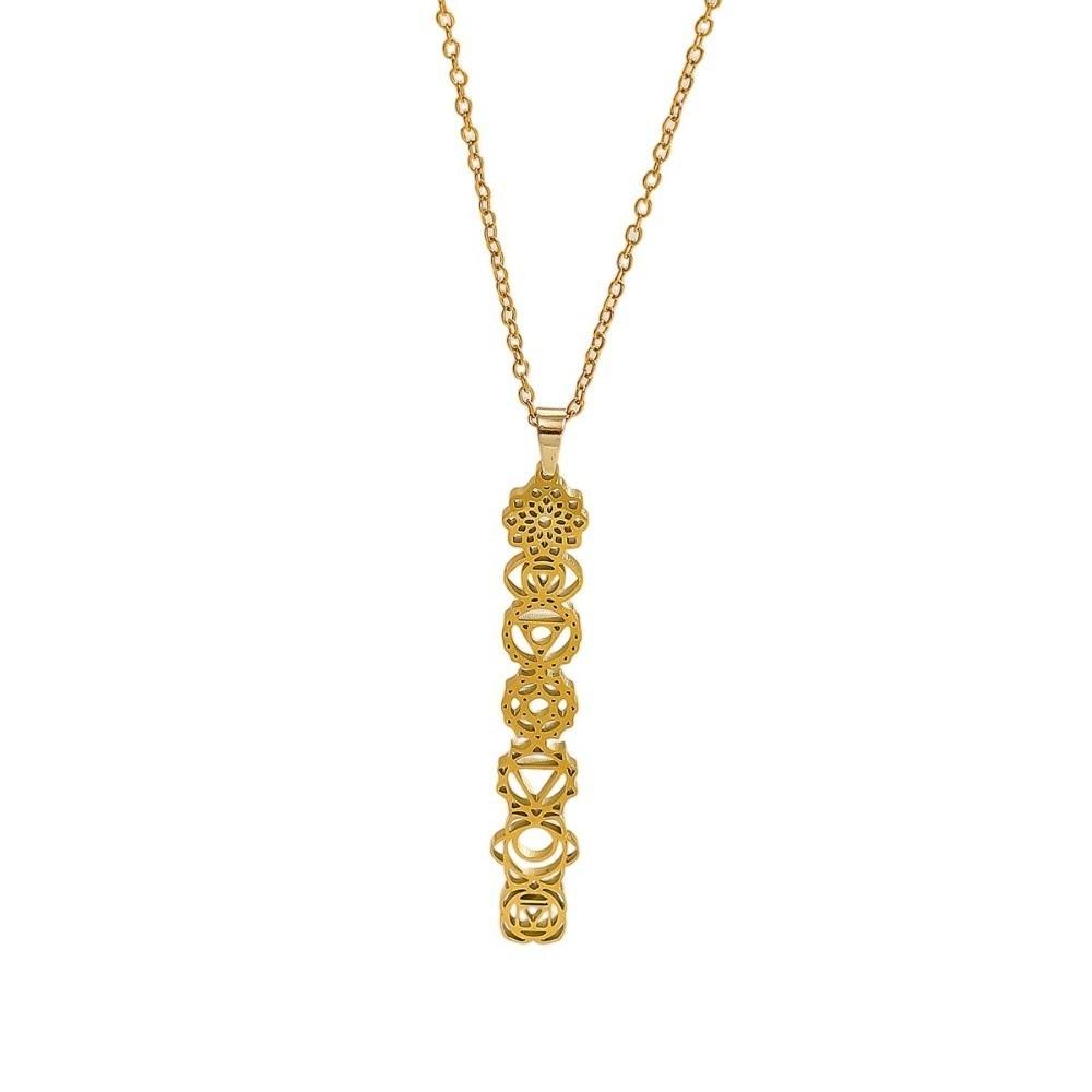 Gold Color Chakra Flower Necklaces Flower Pendant Amulet Necklaces  for Yoga Practice