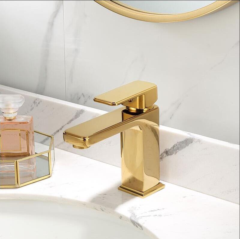 Basin Faucet Gold Bathroom Faucet Single handle Basin Mixer Tap Brass Lavotry Mixer Bathroom Sink Faucet Brass Sink Water Crane