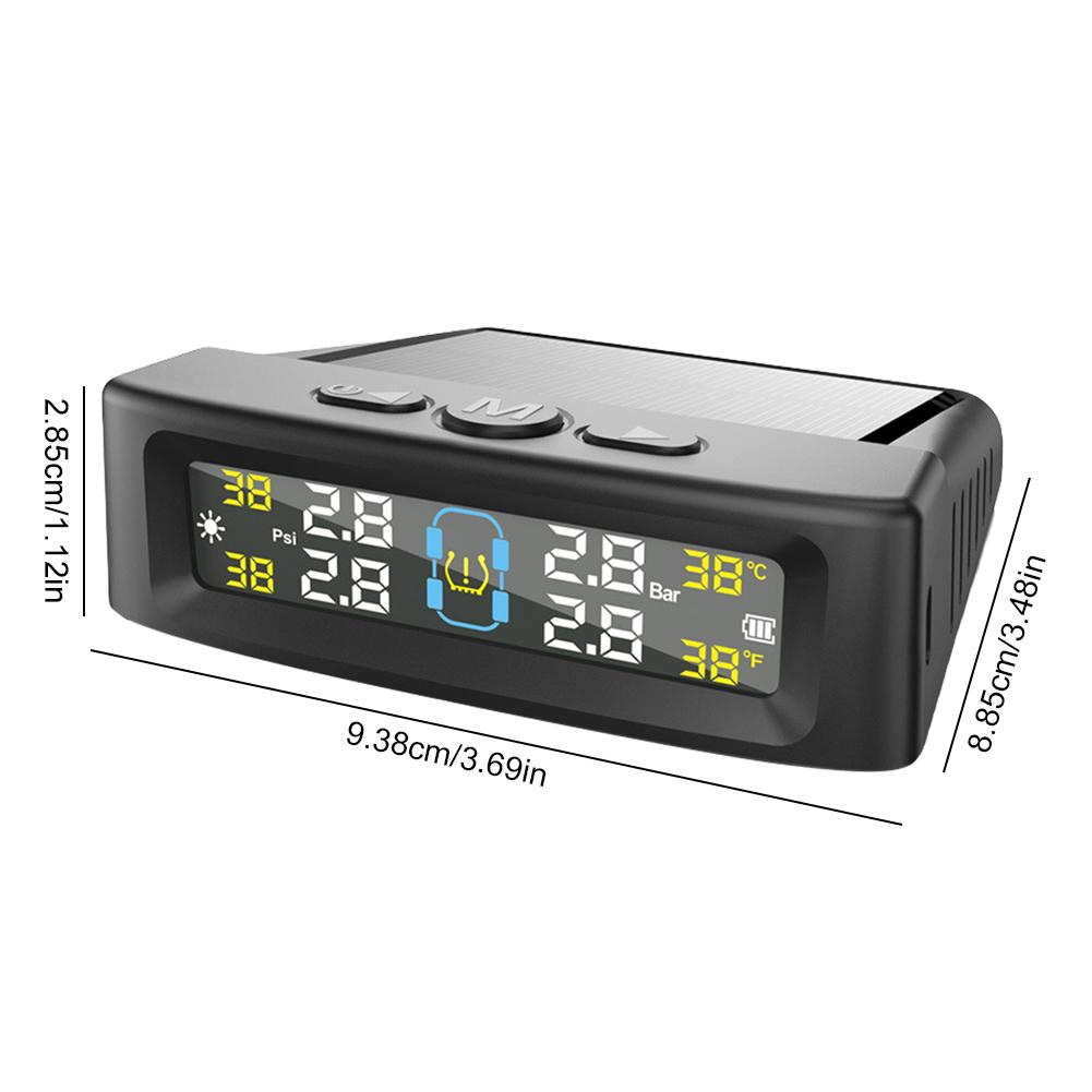 Tire Pressure Monitoring System with 4 Sensors USB/Solar TPMS Tire Pressure Monitor System for Car SUV Sedan