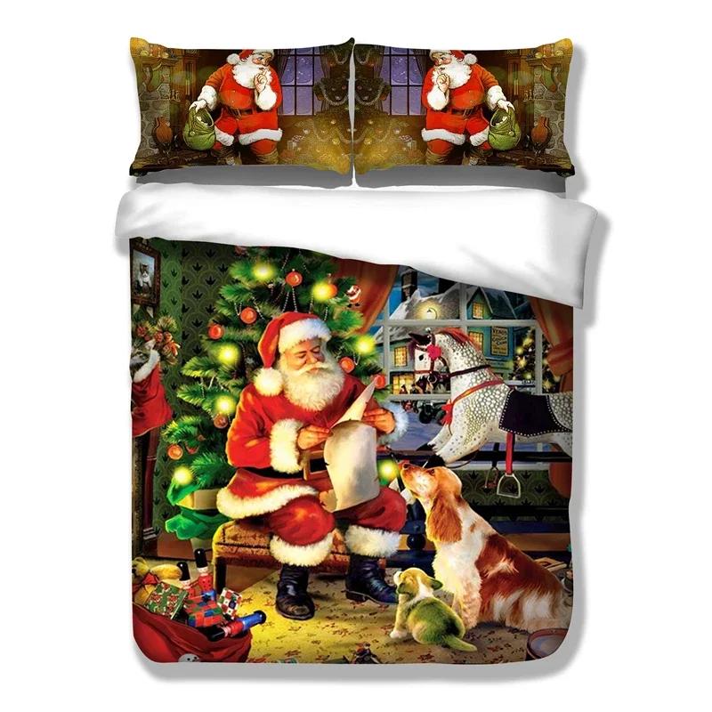 

Bedclothes Beding set king size Christmas Santa Claus Beding single ,double size New Year s Gifts Santa Claus with Soft Fabric Duvet cover sets 135*200cm Eu-Single