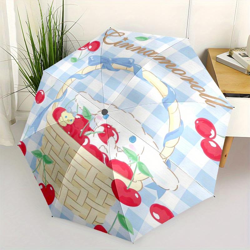1pc Cherry & Cinnamoroll Pattern Pattern Umbrella, Fashionable, Personalized, High-Value Folding Umbrella, a Must-Have for Summer, 8-Rib Durable Iron