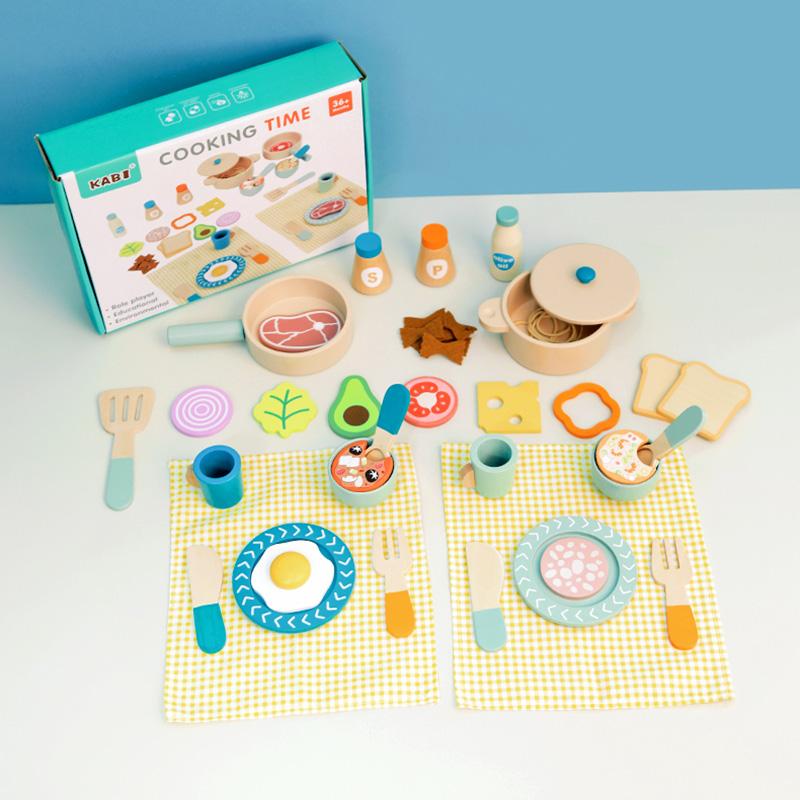 Tea Party Set Dessert Stand Playset ,Wooden Toys Pretend Play Food Kitchen Accessories for Toddler Tea Set Birthday Gift