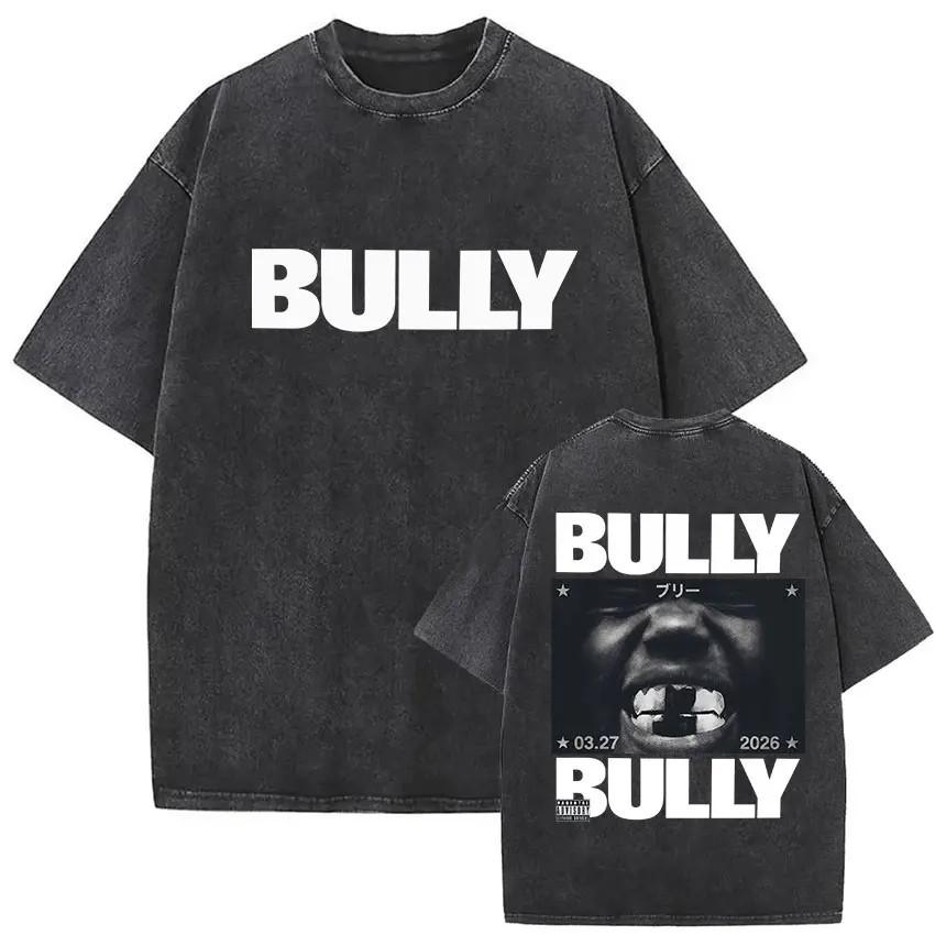 Kanye West Bully T-shirt Grafica Lavata Vintage Oversize Unisex Cotone