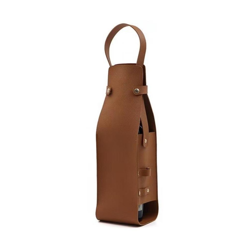 

Waterproof PU Wine Tote Lightweight Champagne Beer Gift Bags Portable Liquor Bottle Carrier Picnic коричневый