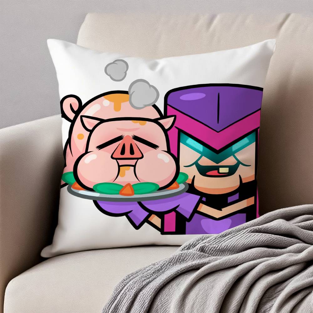 Anime C-Clash R-Royale Pillow Case Anti-dustmite Pillowcase Invisible Zipper Silky Short Plush Sofa Cushion Cover