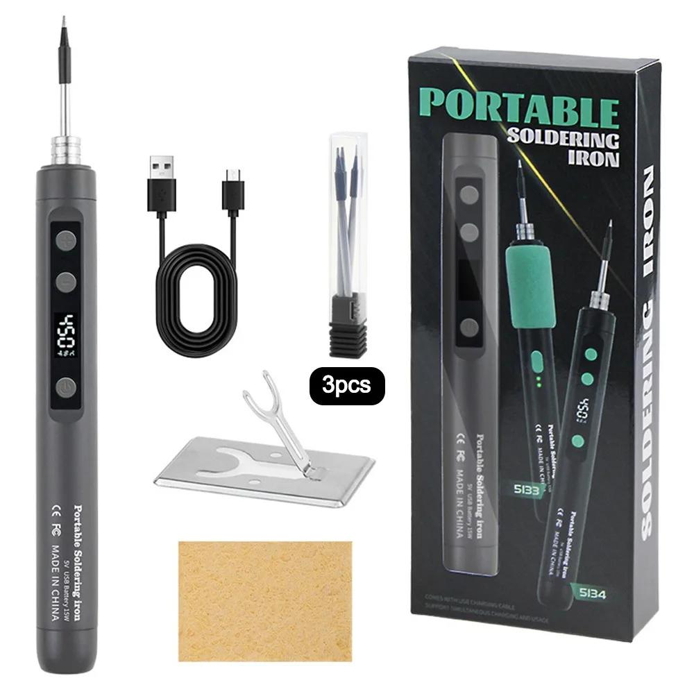 New 5V/15W Digital Display Soldering Iron Welding Repair Tool Cordless USB Soldering Iron Adjustable Temperature Speed Heating