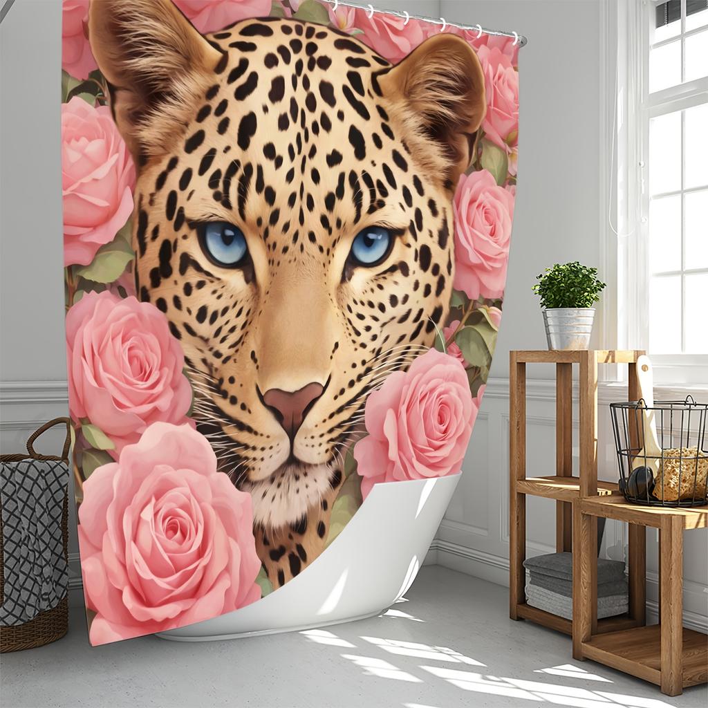 4-delige Moderne Kunst Douchegordijn Set met Antislip Badmat, Toiletdekselhoes, Contourkleed & 12 Haken, Badkamer Decoratie