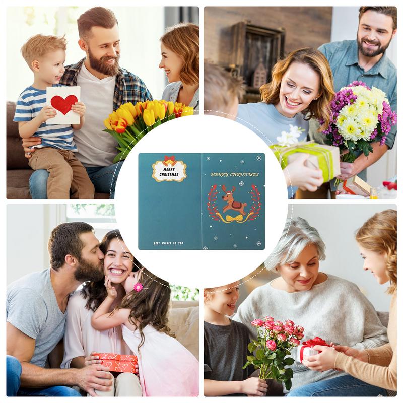 Cute Santa Claus Greeting Card 3D Pop Up Cards Xmas Party Gift Card creative three-dimensional New Year Party Decorations