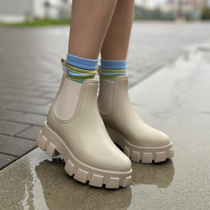 rain boots for both sunny and rainy days Atagirl Thick-soled side-gore