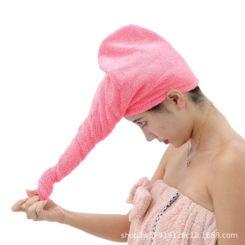 Hairdrying Cap Women Thickened Absorbent Bath Cap Coral Fleece Headscarf Adult Quick-drying