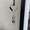 Heart Flower Cotton Rope Necklace - Natural Stone Pendant, Sweater Chain, Light Luxury Design, Versatile Neckwear