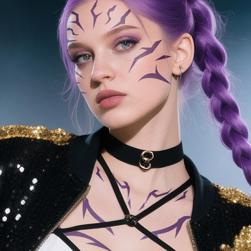 8 Sheets Anime Temporary Tattoos Face Tattoo Sticker Cosplay Tattoos Stickers Prop Halloween Cosplay Accessories