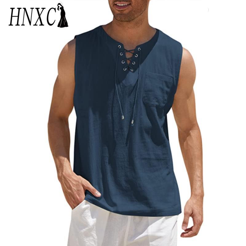 HNXC Baumwolle Ärmelloses T-Shirt Herrenmode Lockeres Hemd Bedrucktes Mitfühlendes Hemd