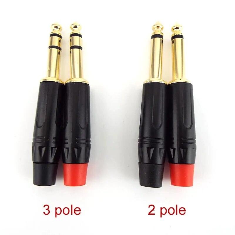 2/3 Pole Audio Mono Stereo Jack 6.35mm 6.5mm Male Connector Gold-Plated 1/4 Inch Plug Microphone Cable