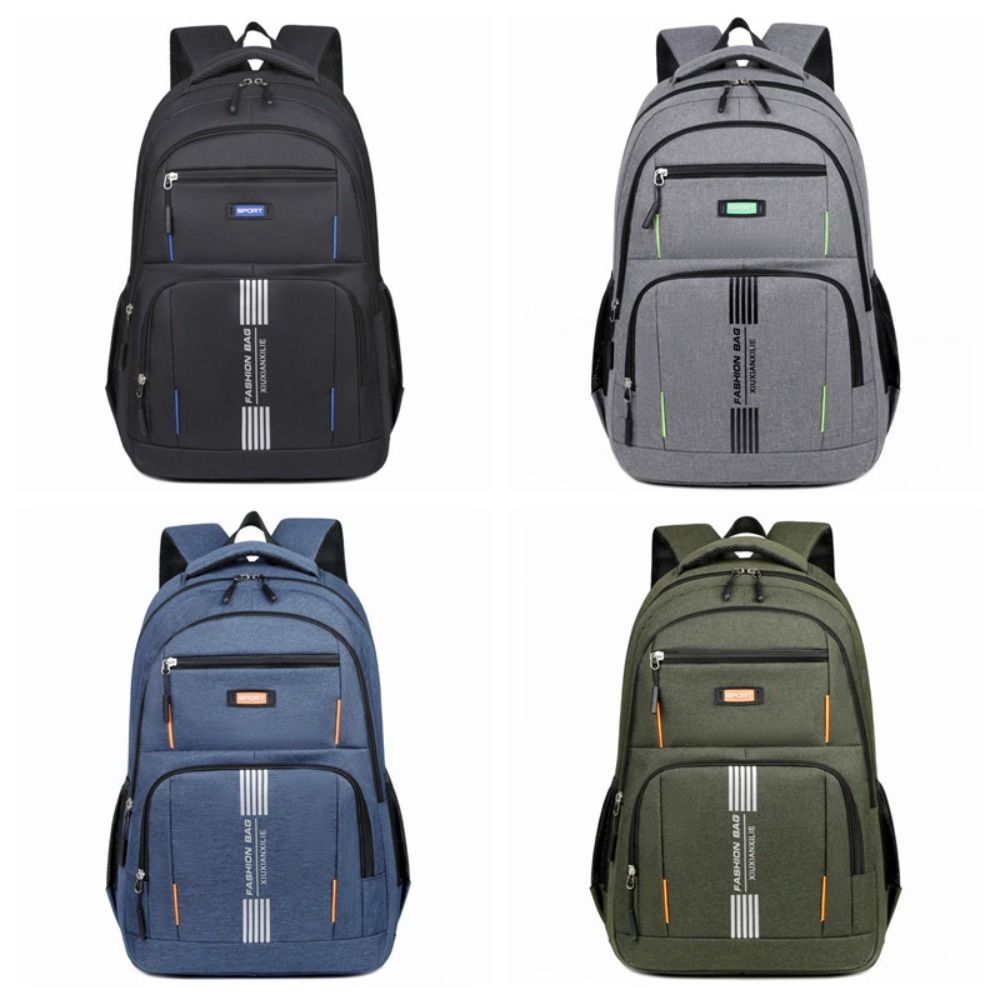 Solid Color Student School Bag Multi-functional Business Computer Bag Travel Knapsack  Camping
