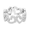 APM Monaco Pave Heart-shaped Hollow Bracelet Design Synthetic Cubic Zirconia Sterling Silver Ring Women's Silver A23996OX-048